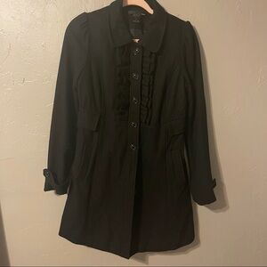 Ellison Wool Coat‎ Ruffles Black Sz Small